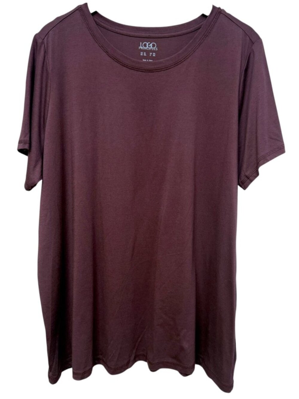 LOGO Lori Goldstein Womens Tee Plus Size 2X Plum Burgundy Short Sleeve Top